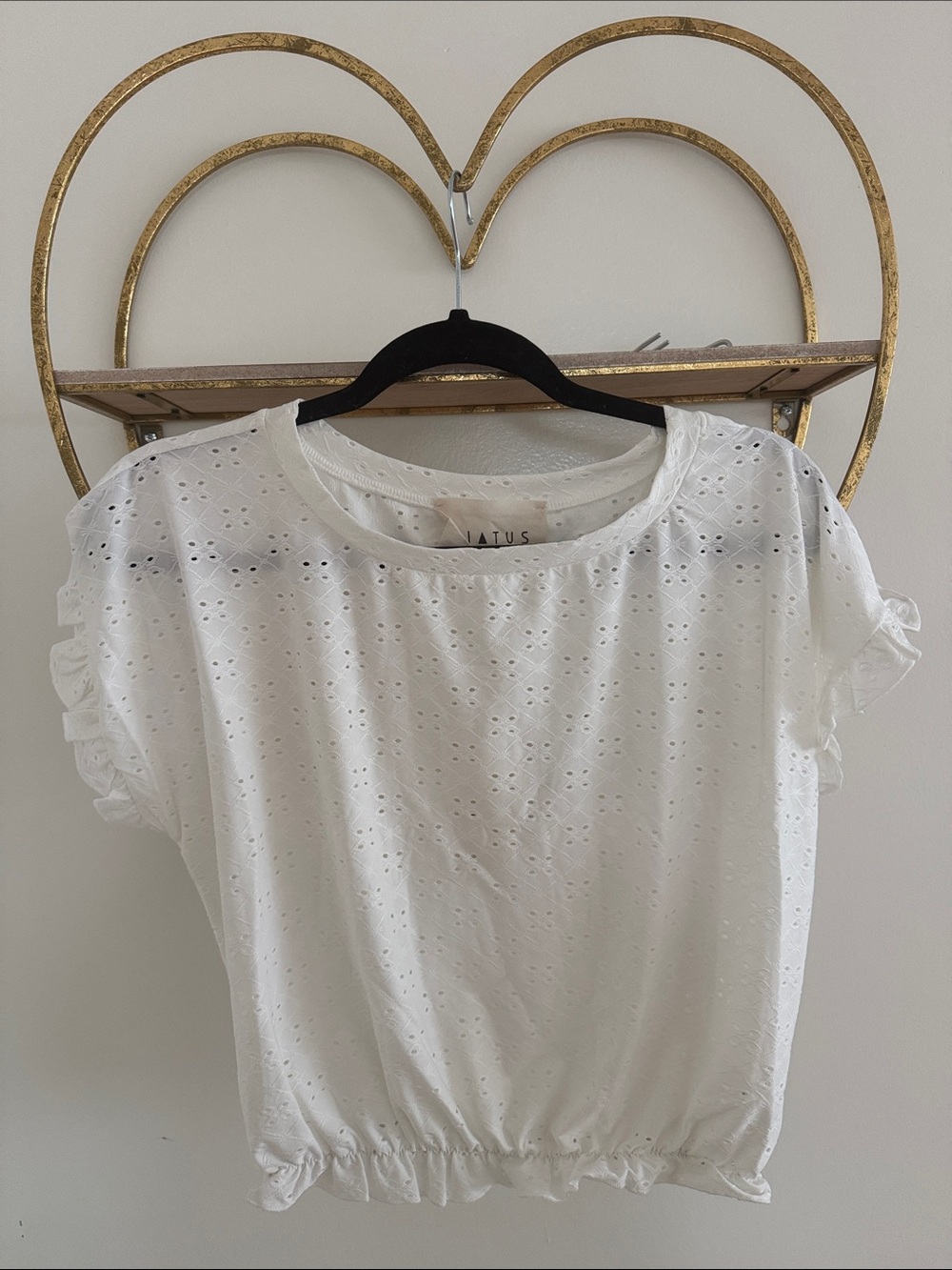 Hiatus White Eyelet Ruffle sleeve Crop Top